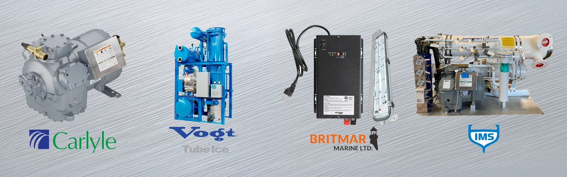 Carlyle compressor, Vogt Tube-Ice, Britmar, IMS refrigeration systems
