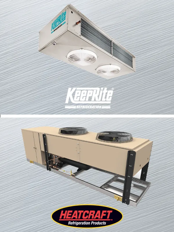 KeepRite refrigeration evaporator, Heatcraft condensing unit