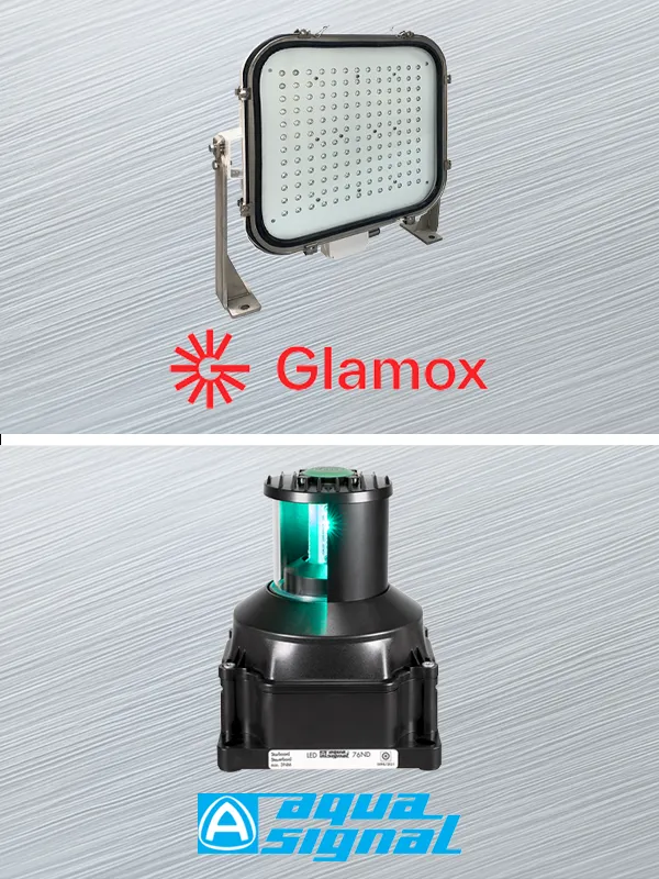 Glamox LED floodlight, Aqua Signal marine beacon