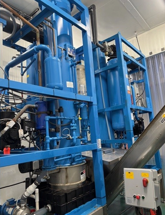 Blue industrial pump skid control system assembly